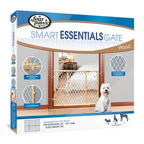 Four Paws Locking Wood Gate with Mesh