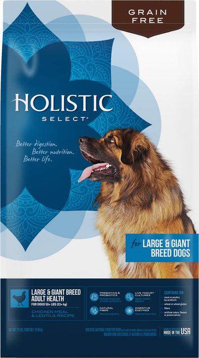 Holistic Select Grain Free Large & Giant Breed Adult Health Chicken Meal & Lentils Recipe for Dogs