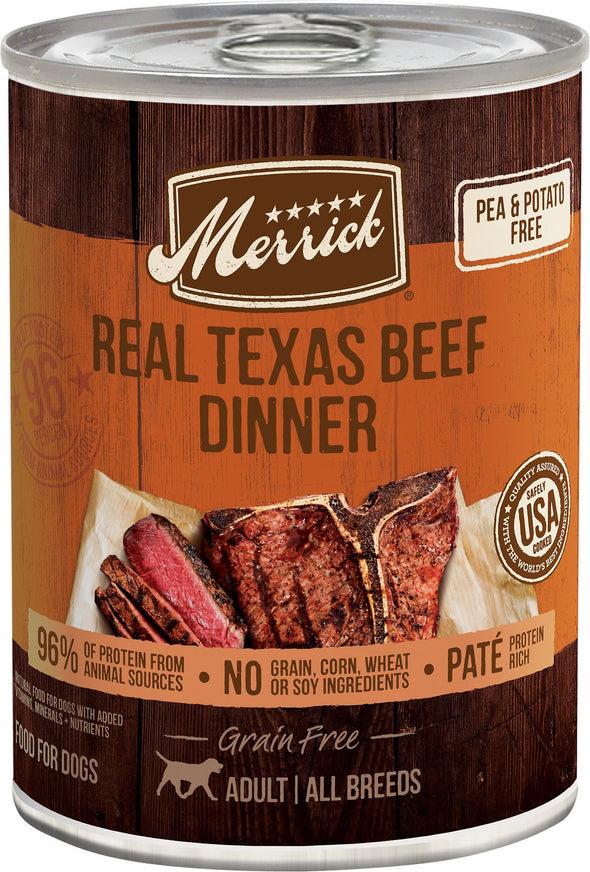 Merrick Grain Free Real Texas Beef  Dinner Canned Dog Food