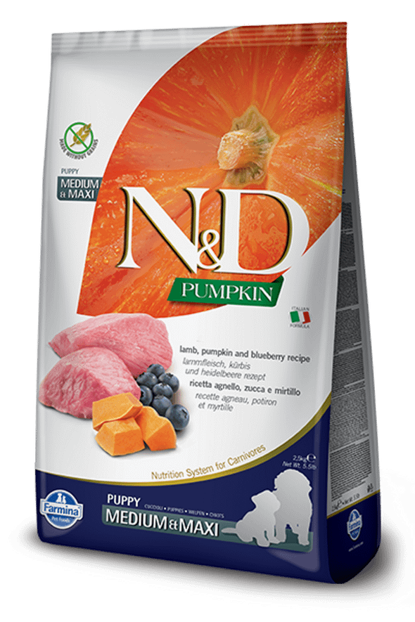 Farmina Pet Foods Medium & Maxi Puppy Grain Free Lamb Pumpkin & Blueberry Formula Dry Dog Food