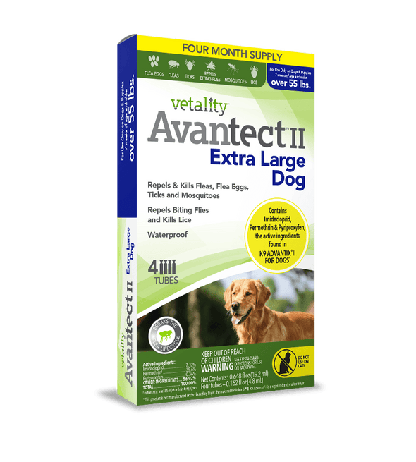 Vetality Avantect II Monthly Topical Flea and Tick Treatment for Extra Large Dogs