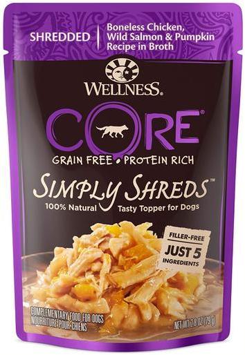 Wellness CORE Simply Shreds Chicken Wild Salmon & Pumpkin In Broth Dog Food Topper