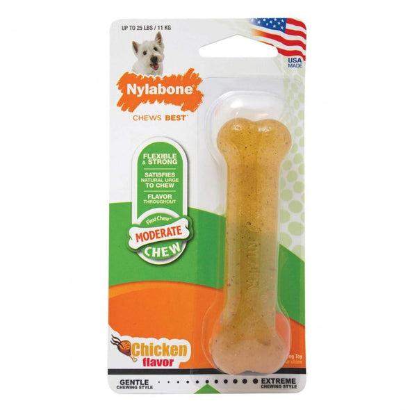Nylabone FlexiChew Chicken Flavor Bone Dog Toy