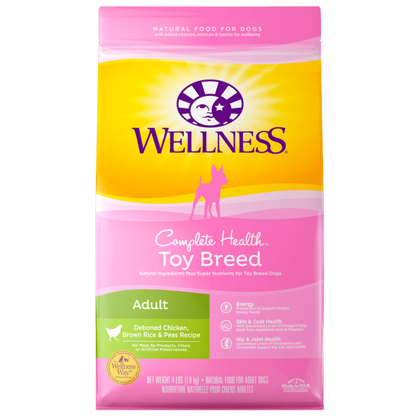 Wellness Toy Breed Complete Health Adult Deboned Chicken, Brown Rice & Peas Recipe Dry Dog Food