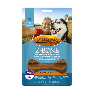 Zukes Z-Bones Grain Free Clean Carrot Crisp Dental Dog Treats