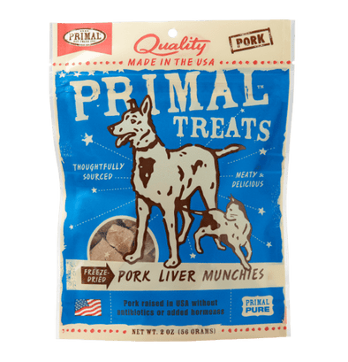 Primal Freeze Dried Grain Free Pork Liver Munchies Dog and Cat Treats