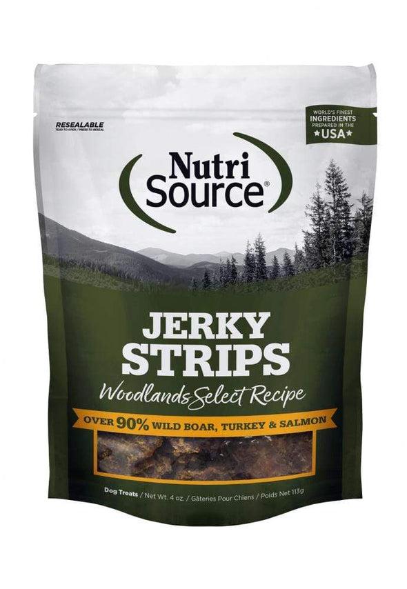 Nutrisource Woodlands Select Jerky Strips 90% Wild Boar, Turkey, & Salmon Grain Free Dog Treats