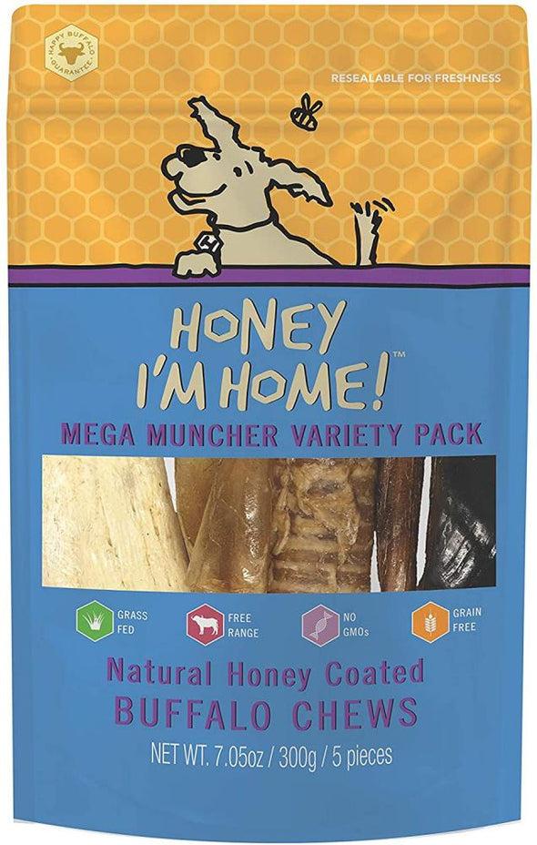 Honey I'm Home Natural Honey Coated Mega Muncher Variety Pack Buffalo Dog Chews