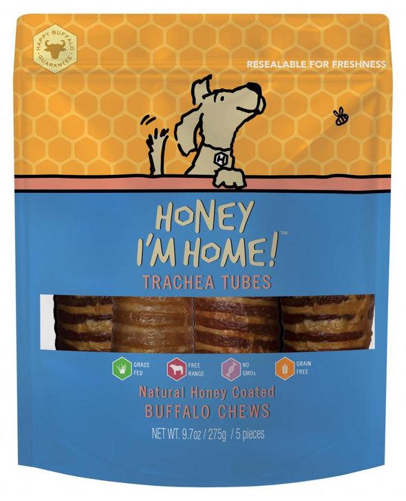 Honey I'm Home Natural Honey Coated Trachea Tubes Buffalo Dog Chews
