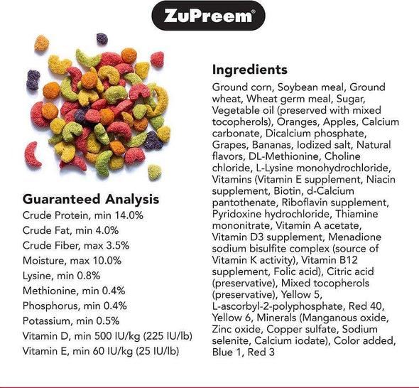 Zupreem FruitBlend Flavor Food with Natural Flavors for Parrots and Conures