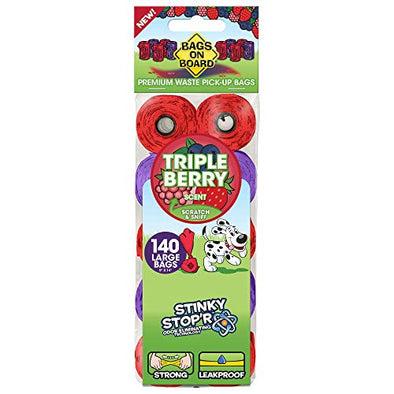 Bags On Board Oder Control Triple Berry Scented Poop Bags and Dispenser for Dogs