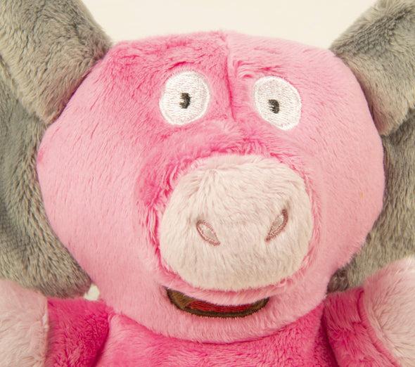 goDog Silent Squeak Flips Pig Elephant with Chew Guard Technology Durable Plush Dog Toy