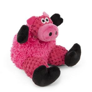 goDog Checkers Sitting Pig with Chew Guard Technology Durable Plush Dog Toy
