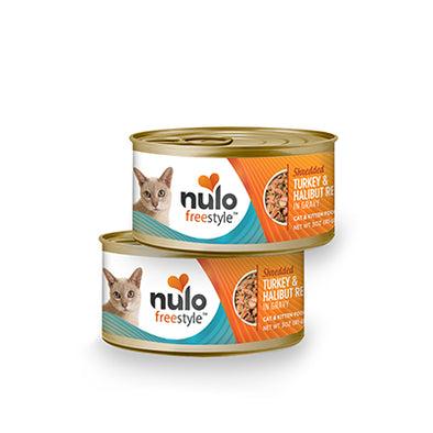 Nulo Freestyle Grain Free Shredded Turkey & Halibut Recipe in Gravy Canned Cat  Food