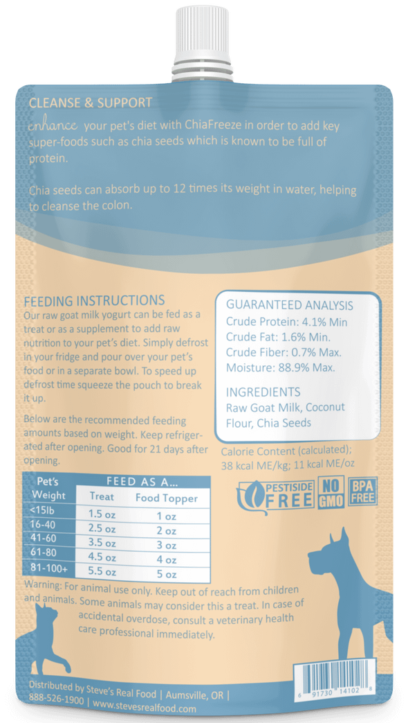 Steve's Real Food Enhance ChiaFreeze Raw Goat Milk Supplement for Dogs & Cats