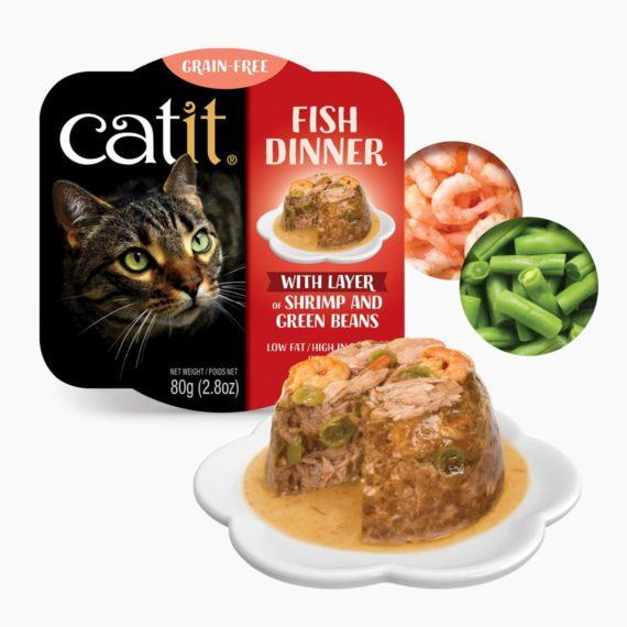 Catit Fish Dinner with Shrimp & Green Beans Grain Free Wet Cat Food
