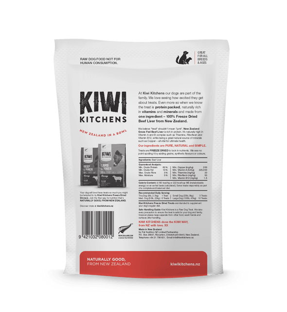 Kiwi Kitchens Raw Freeze-Dried Beef Liver Treats for Dogs