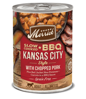 Merrick Grain Free Slow Cooked BBQ Kansas Style Pork Recipe Single Canned Dog Food