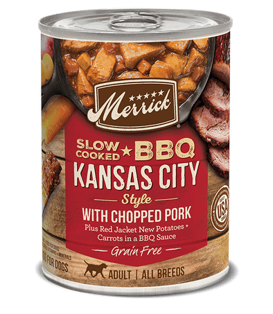Merrick Grain Free Slow Cooked BBQ Kansas Style Pork Recipe Single Canned Dog Food