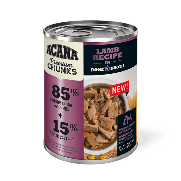 Acana Premium Grain Free Chunks Lamb Recipe in Bone Broth for Dogs