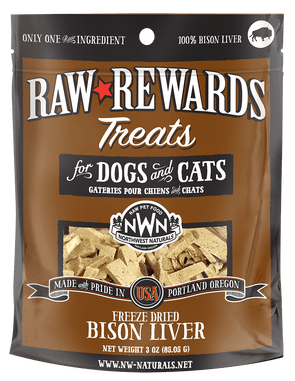 Northwest Naturals Raw Rewards Freeze-Dried Raw Bison Liver Treats for Cats & Dogs