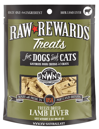 Northwest Naturals Raw Rewards Freeze-Dried Raw Lamb Liver Treats for Cats & Dogs