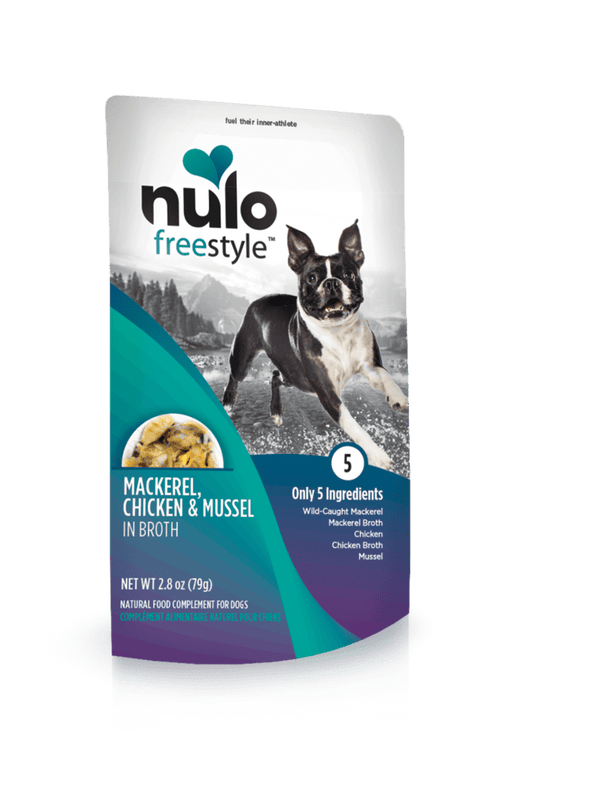 Nulo Freestyle Grain Free Mackerel Chicken & Mussel in Broth Meaty Wet Dog Food Topper Pouch
