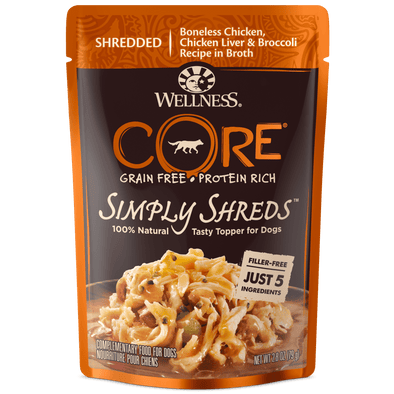 Wellness CORE Simply Shreds Chicken Chicken Liver & Broccoli In Broth Dog Food Topper
