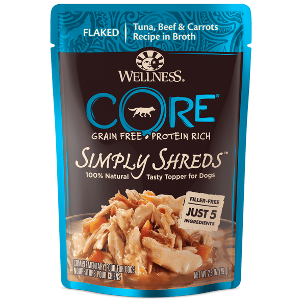 Wellness CORE Simply Shreds Tuna Beef & Carrots In Broth Dog Food Topper
