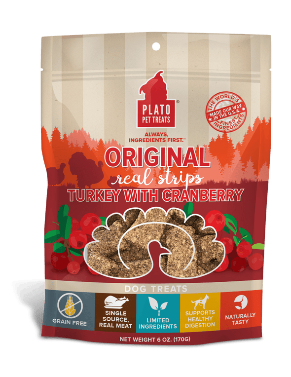 Plato Real Strips Turkey With Cranberry Treats for Dogs